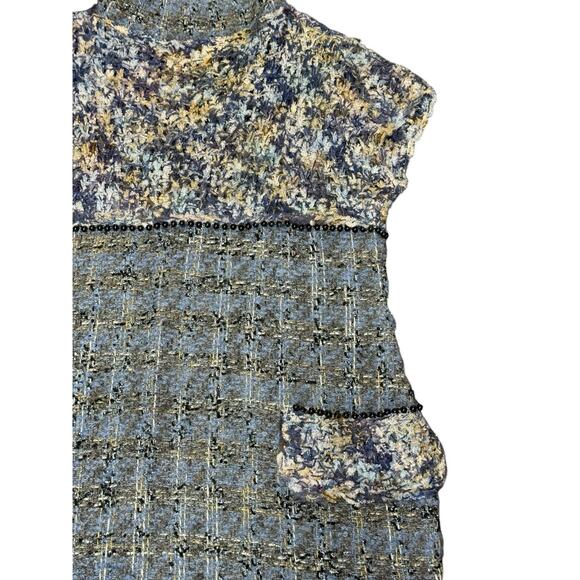NWT St. John Blue Tweed Knit Sleeveless Dress M Mohair Alpaca Metallic $1295 - Picture 11 of 15